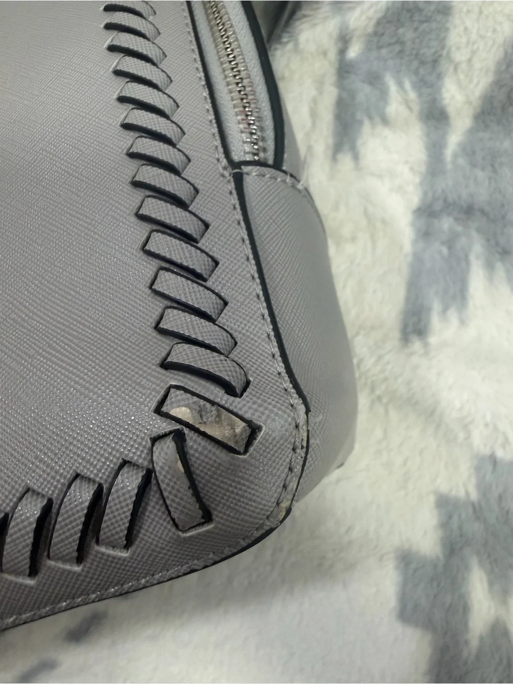 Calpak Gray Leather Laptop Backpack